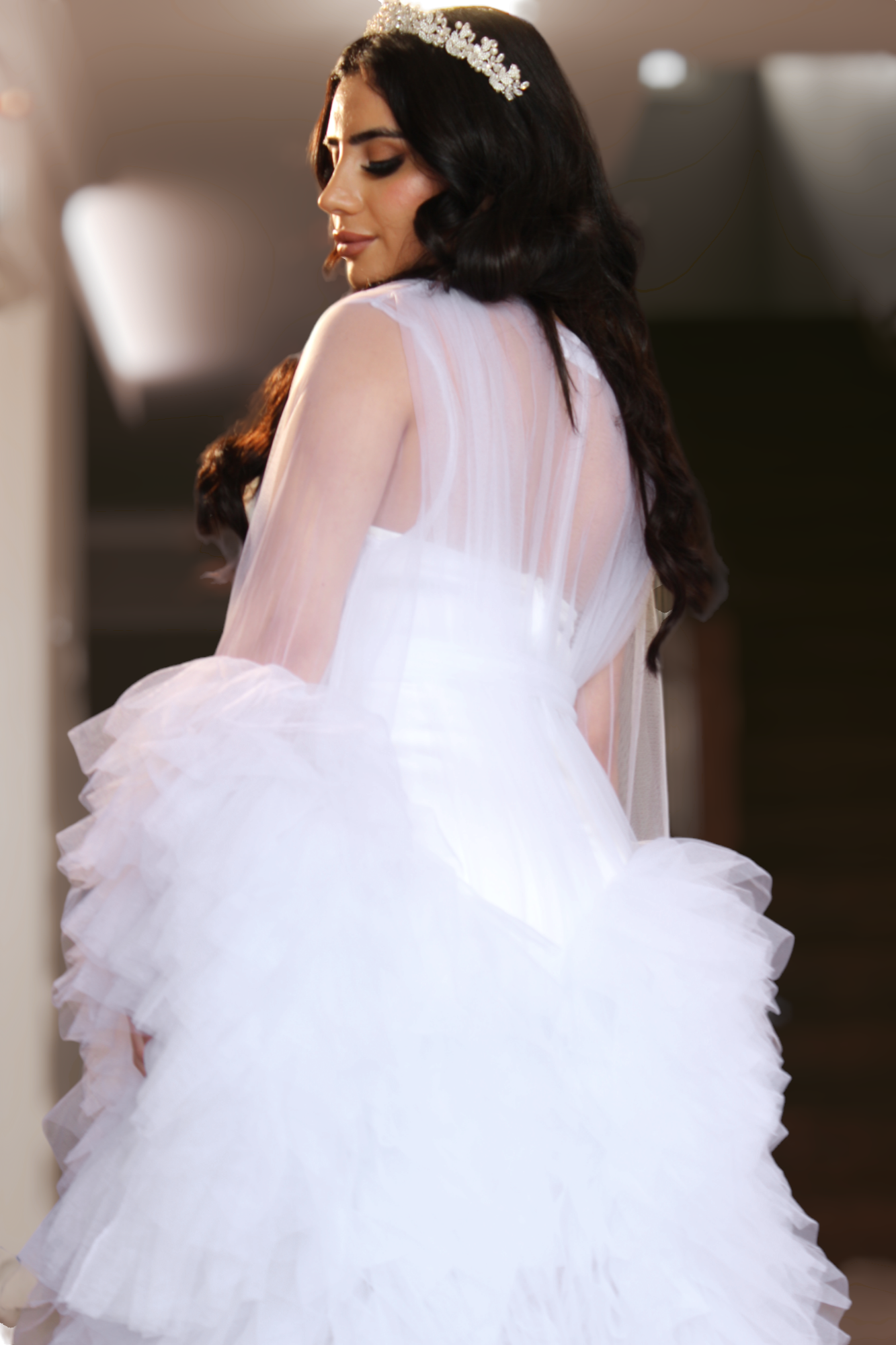 bride wearing butterfly robe