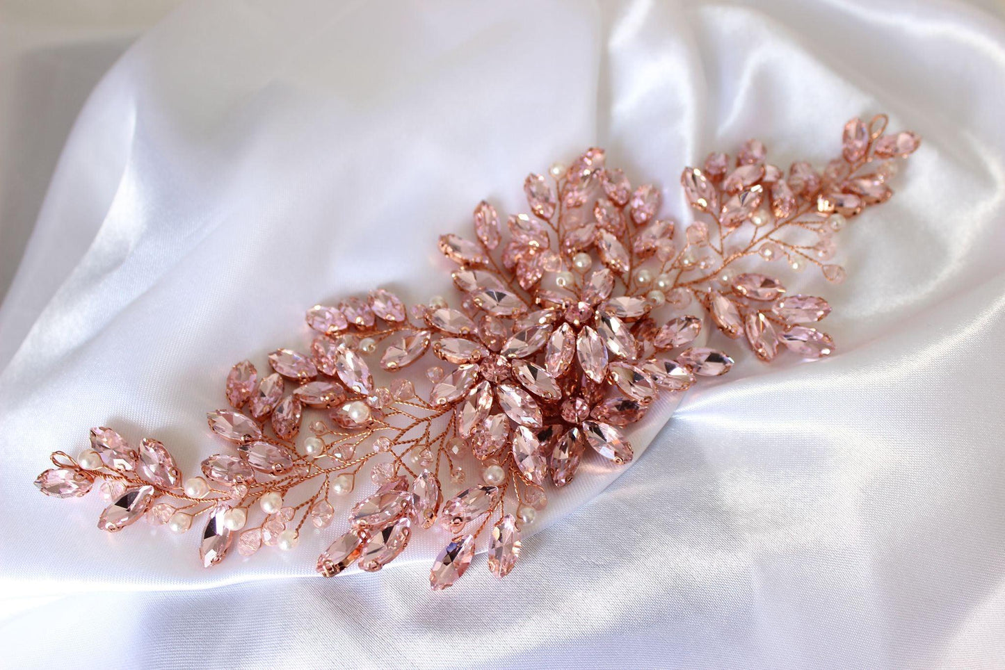 "ASHLEY" Bridal Headpiece - Pink