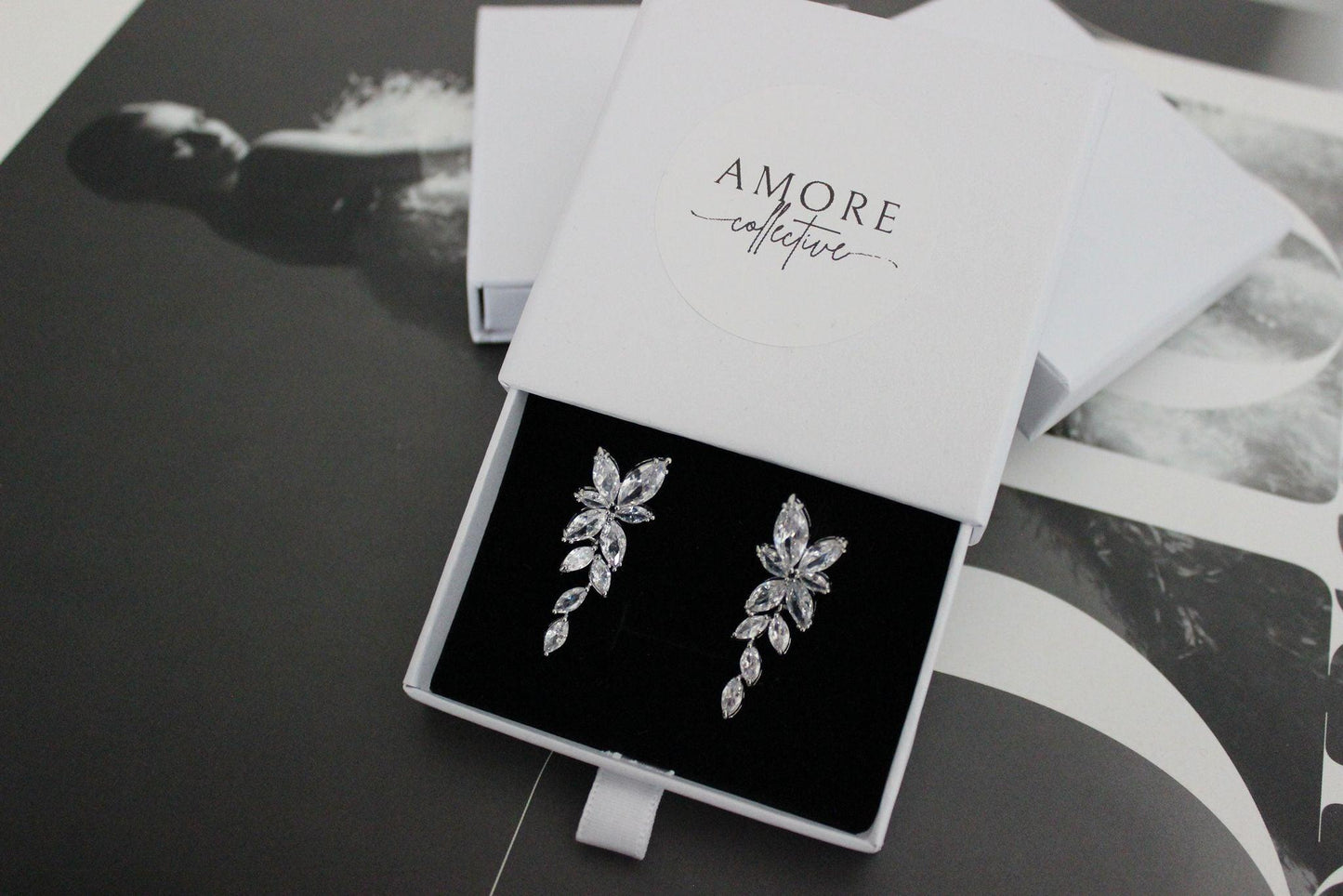 "CELESTE" Crystal Silver Earrings