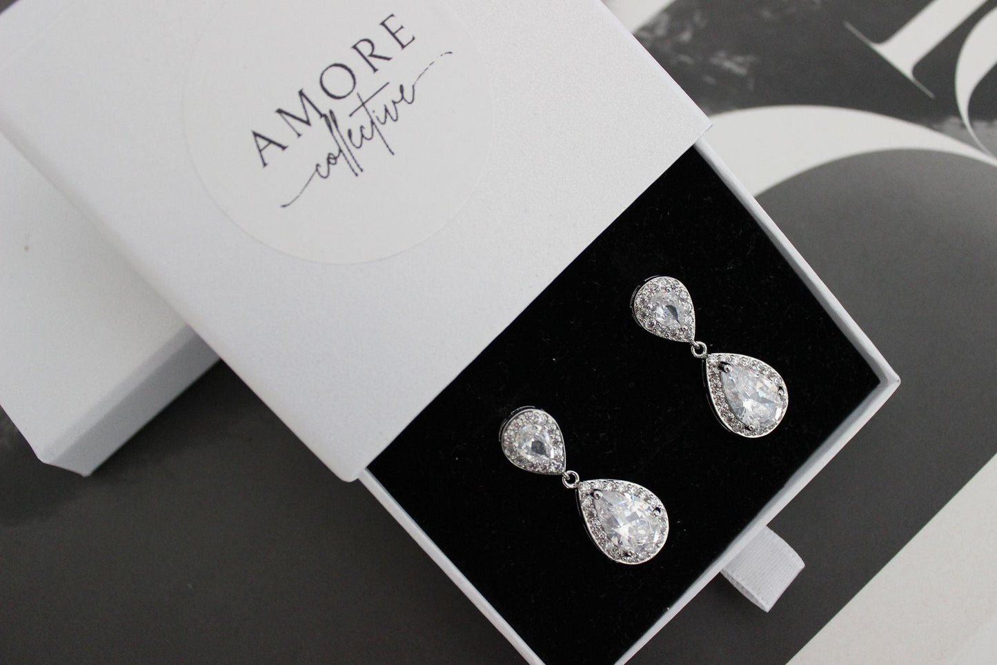 "ANGELA" Teardrop Bridal Earrings