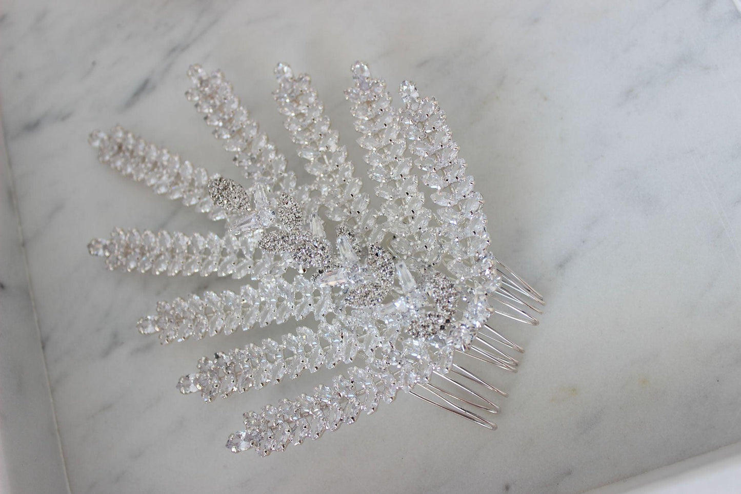 "STELLA" Silver Crystal Bridal Hair Pin