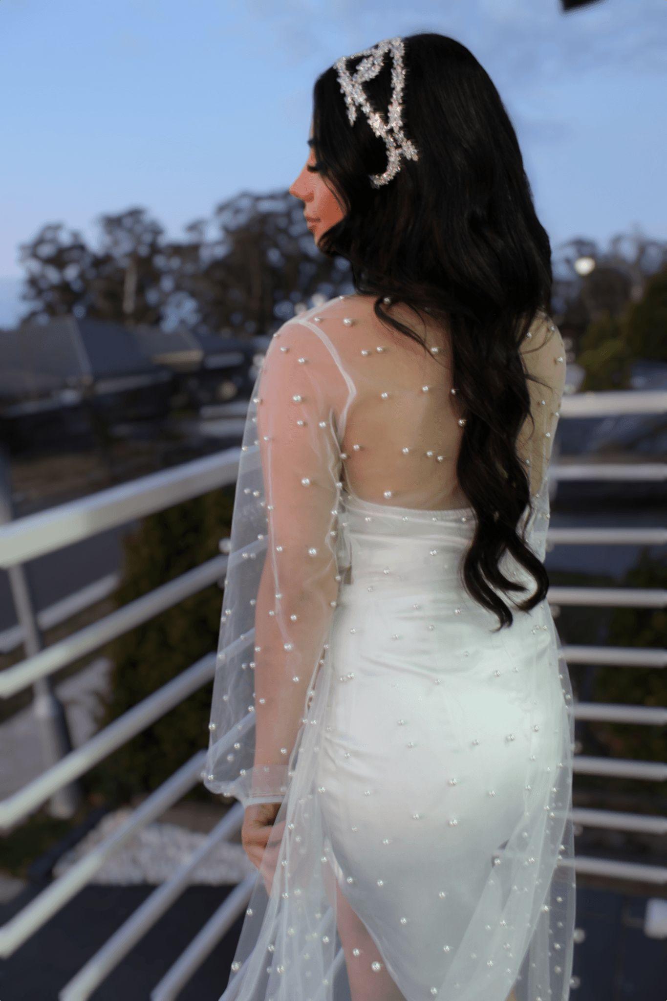 Pearl Bridal Robe fitted white slip