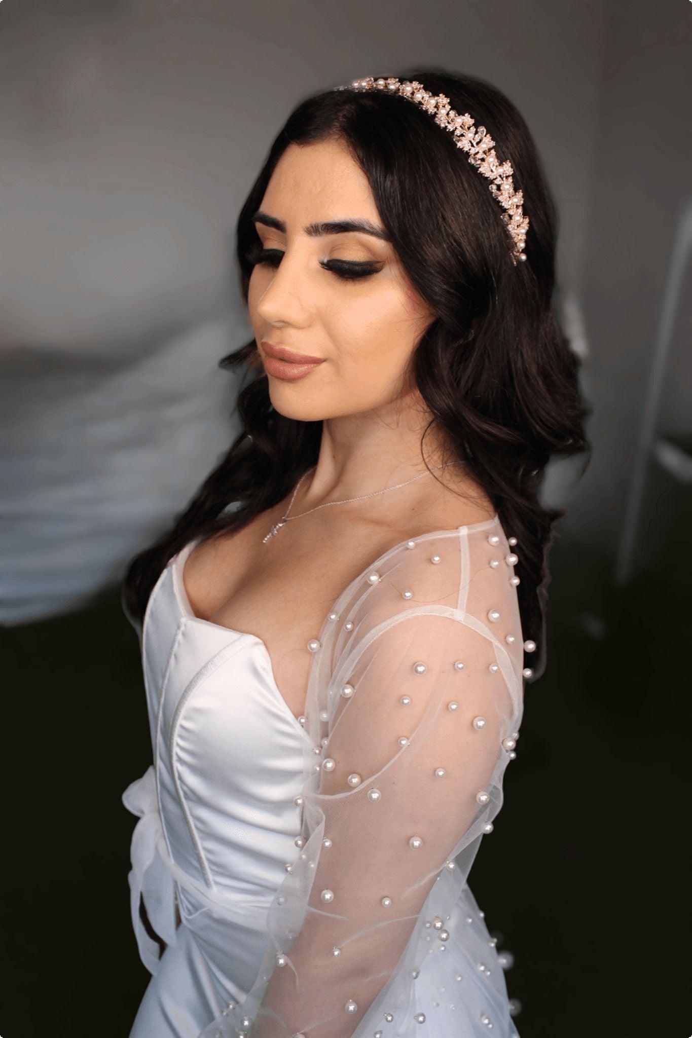 Pearl Bridal Robe on fitted slip