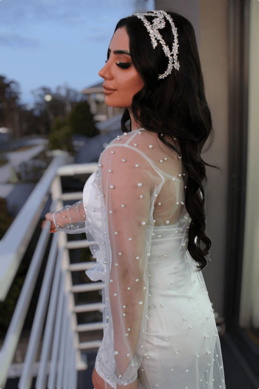Pearl Bridal Robe with fitted slip under