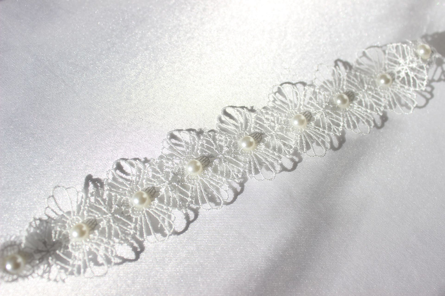 Pearl Flower Garter on white background