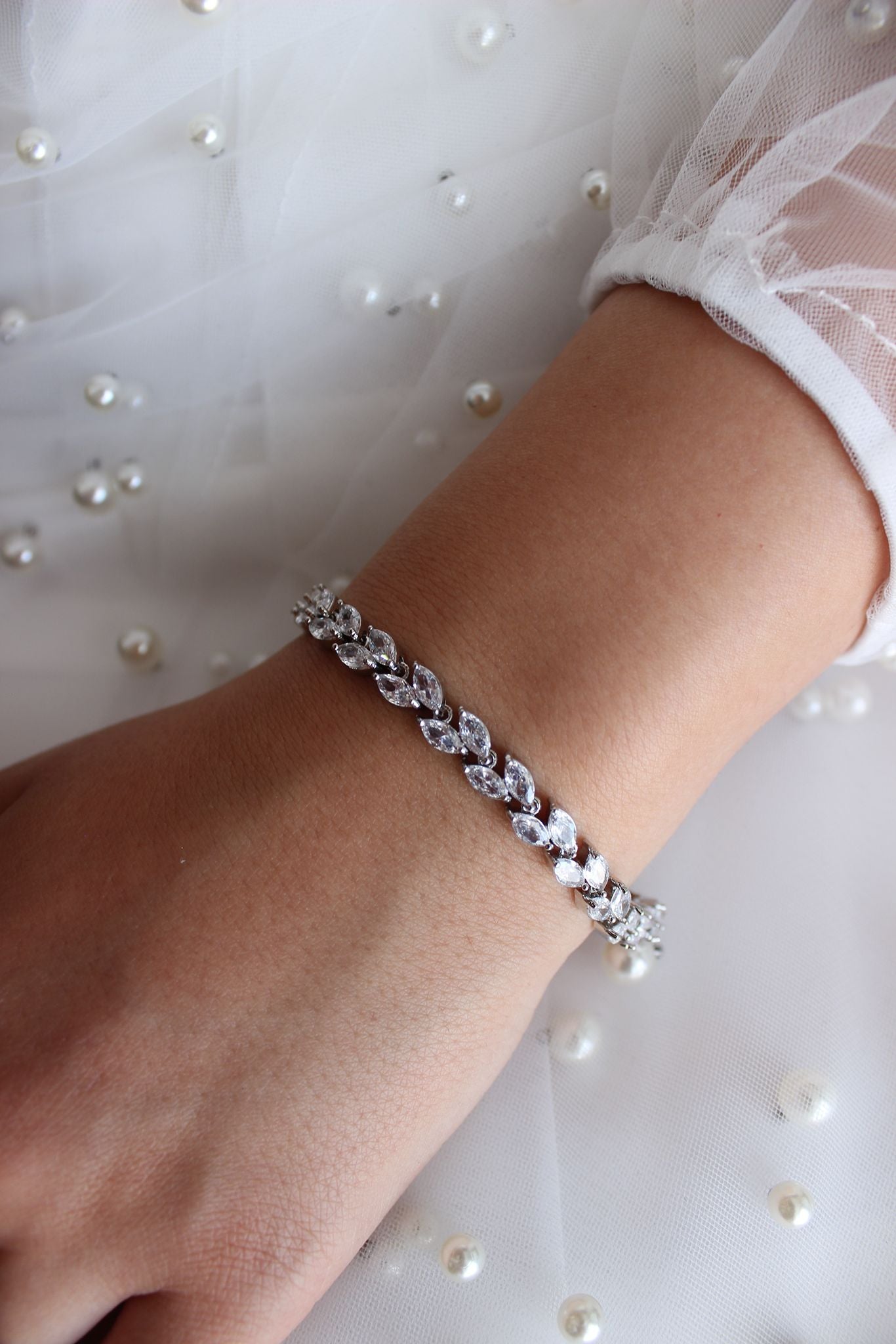 Rose gold crystal bridal bracelet