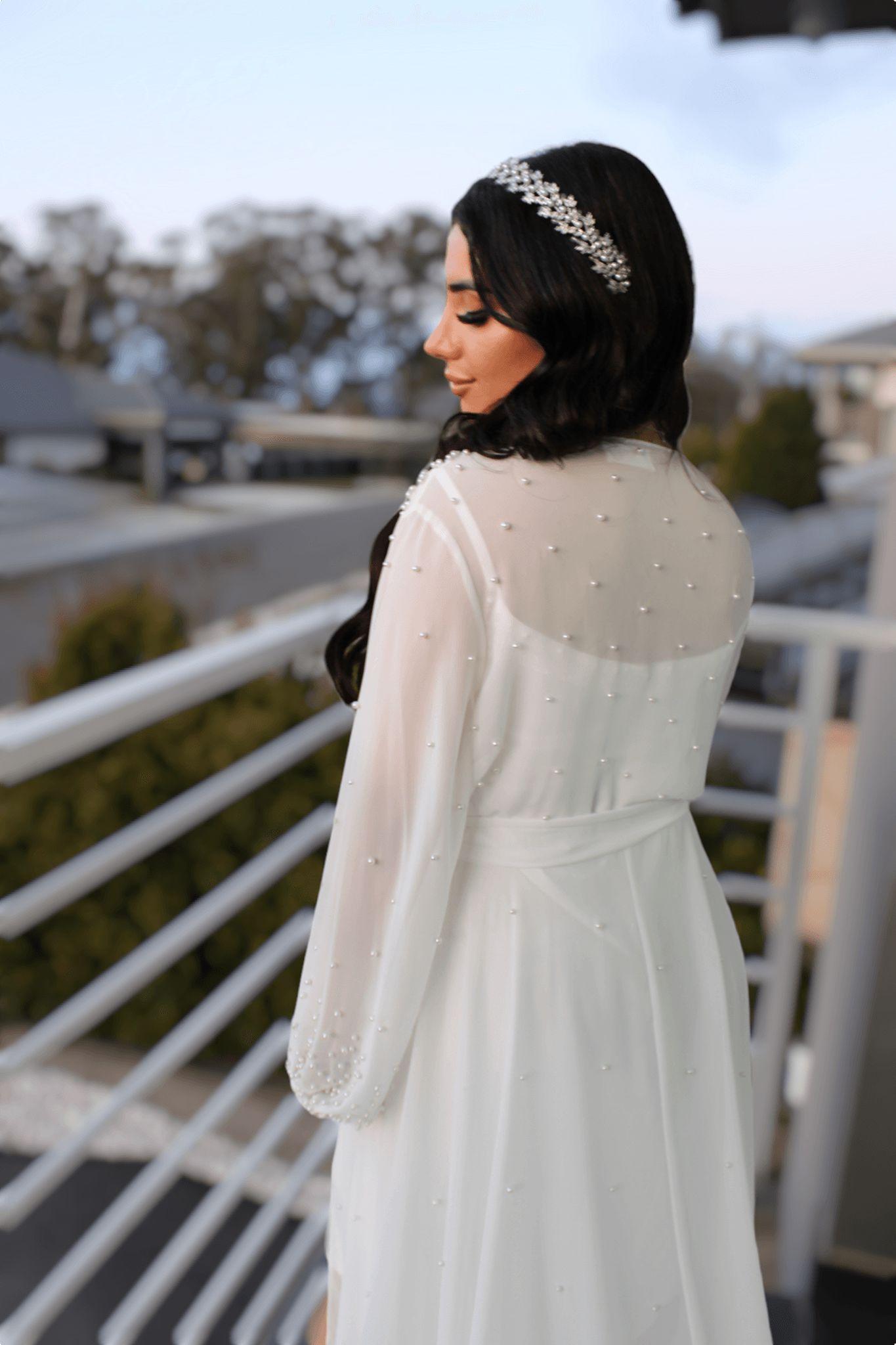 "SOFIA" Chiffon Pearl Bridal Robe