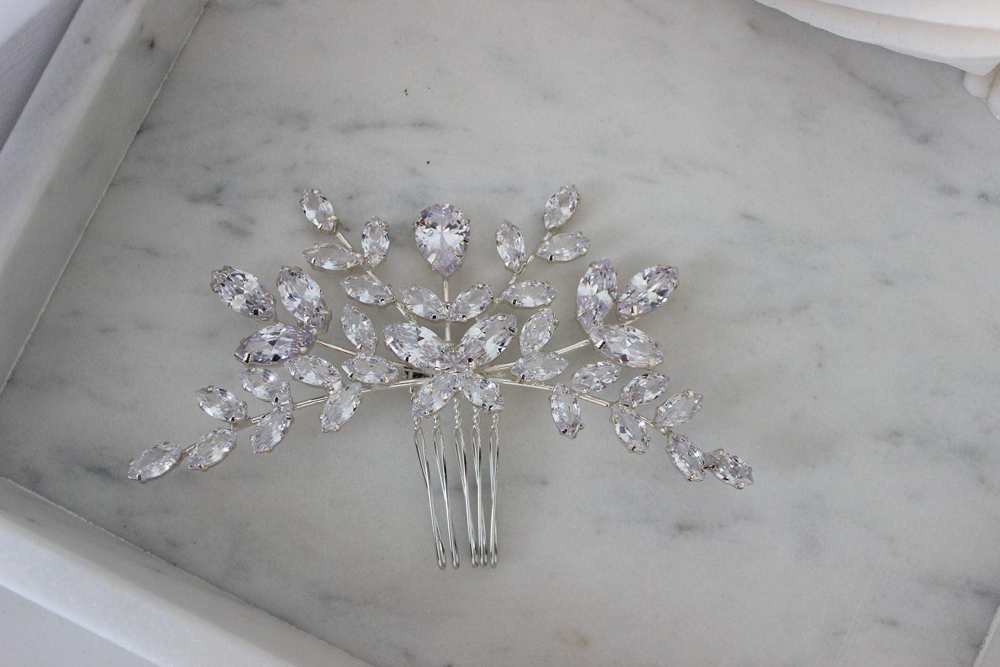 Denisa silver crystal bridal hair pin