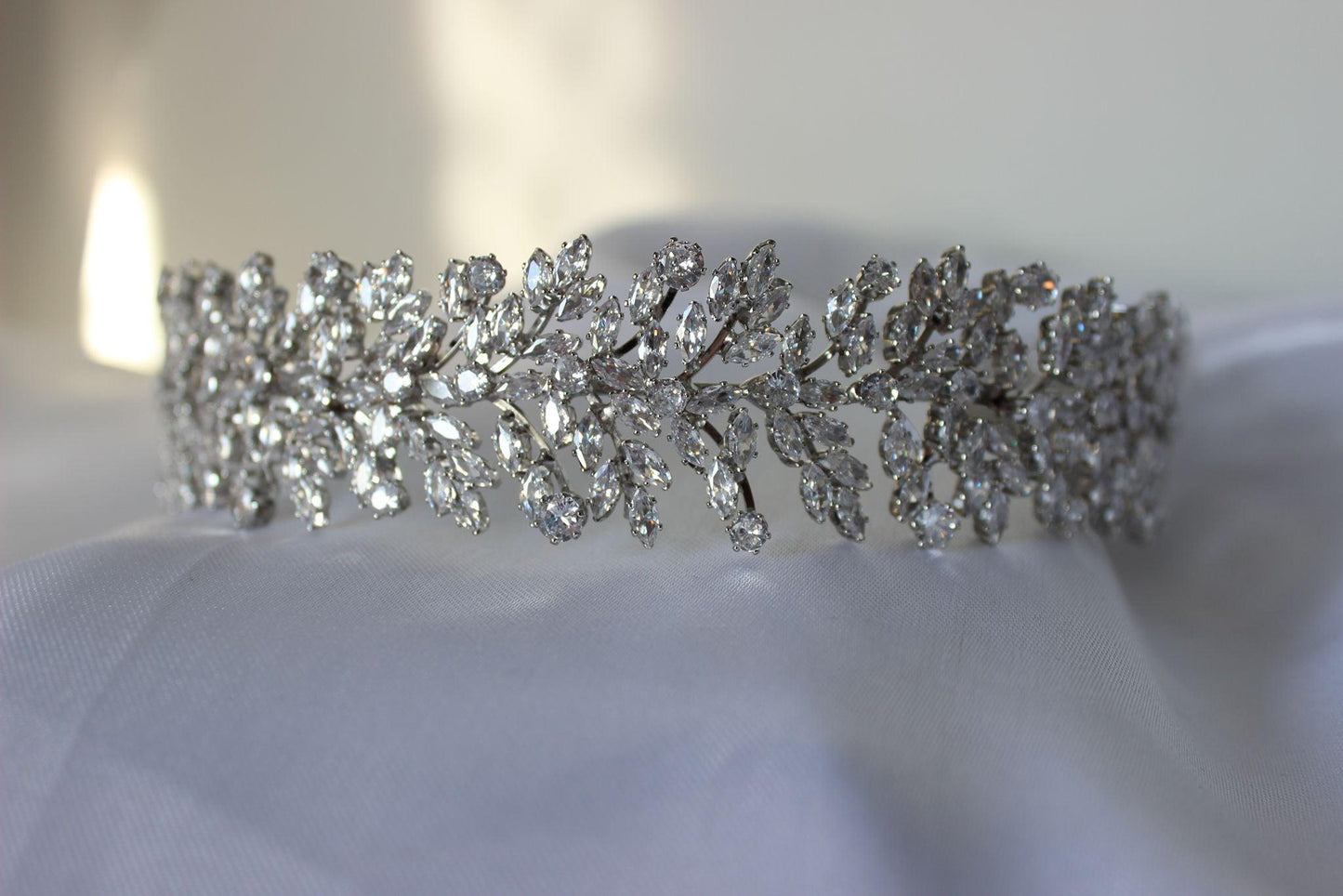 Elena silver crystal bridal headband