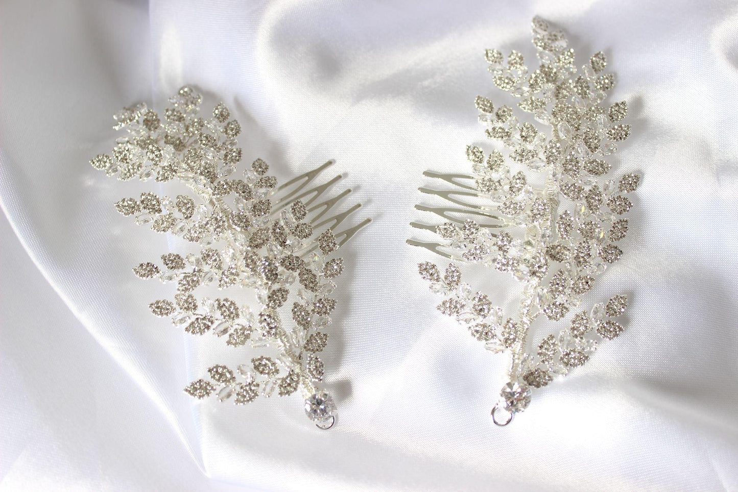 Kaira crystal silver bridal hair pin set