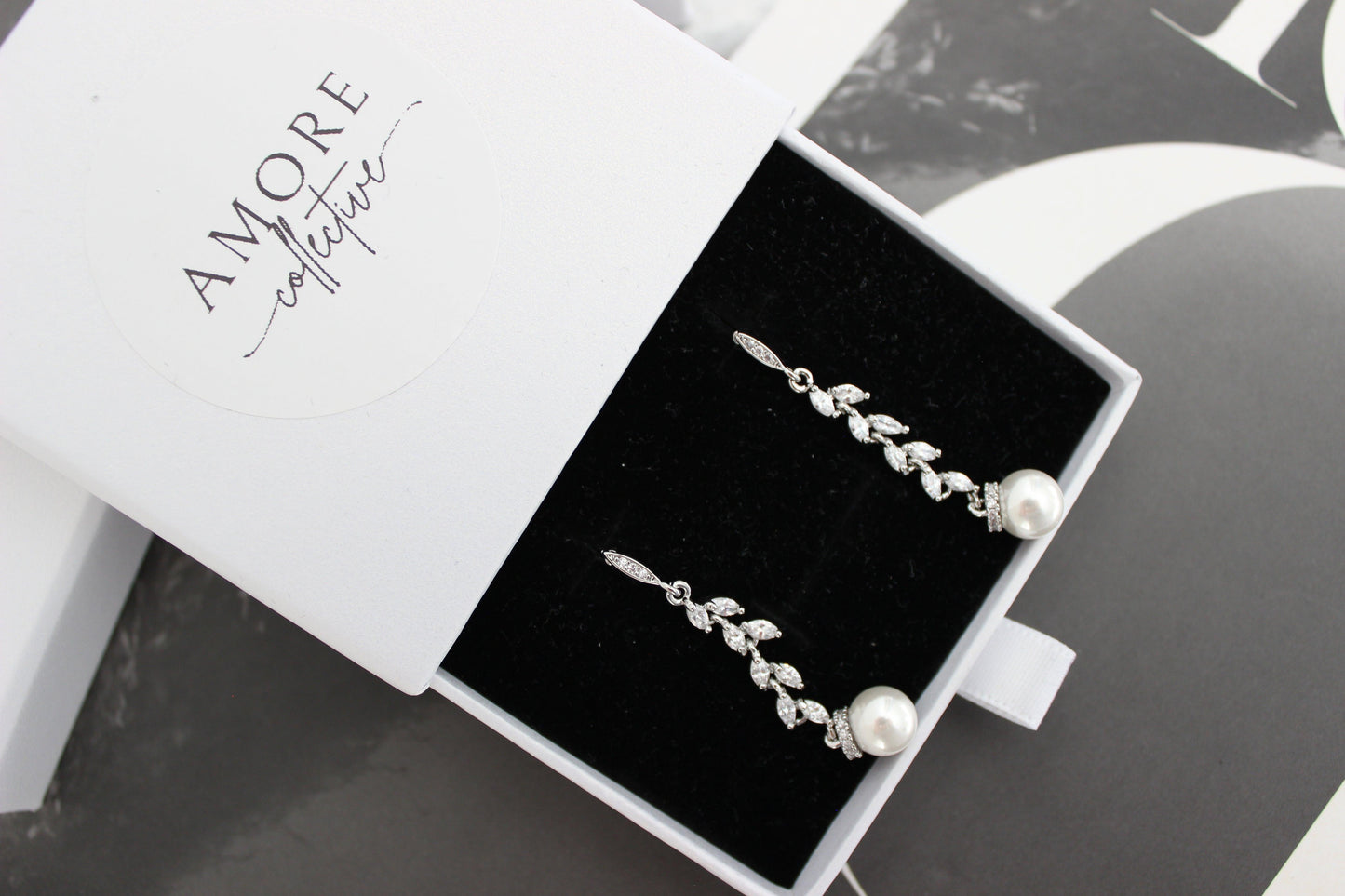 Long Pearl Drop Bridal Earrings