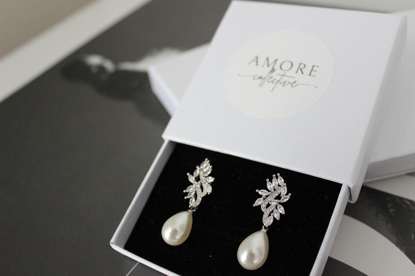 Marina pearl drop silver earrings