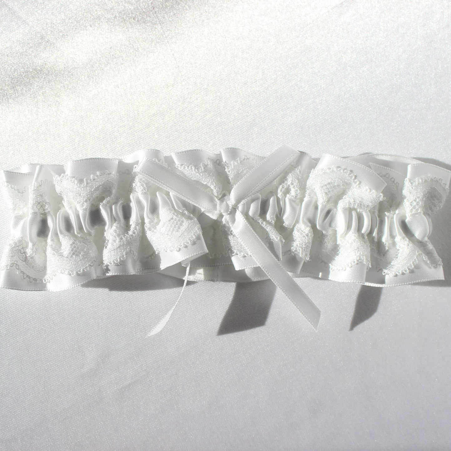 Stella white lace bridal garter with delicate detail