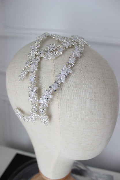 "ATHENA" Bridal Headpiece - Silver