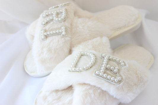 Ivory pearl bridal slippers