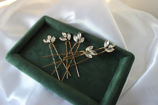 gold bridal hair 5 pin set
