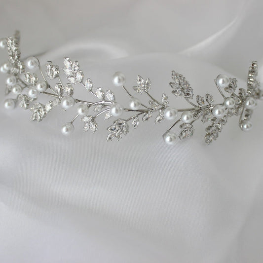 Silver bridal headband