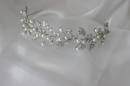 Silver bridal headband