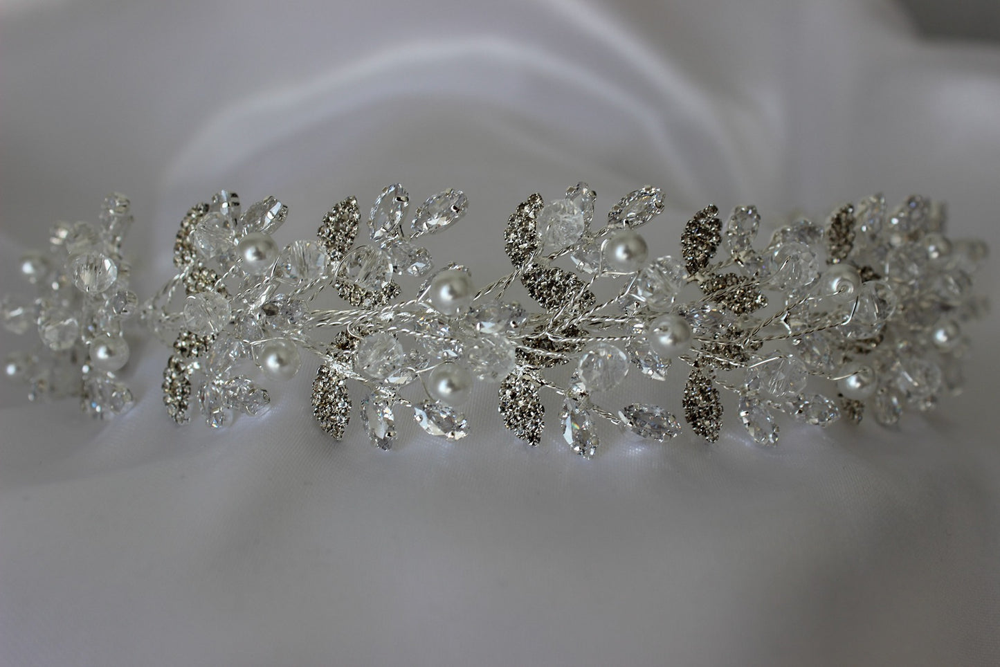 Silver bridal headpiece