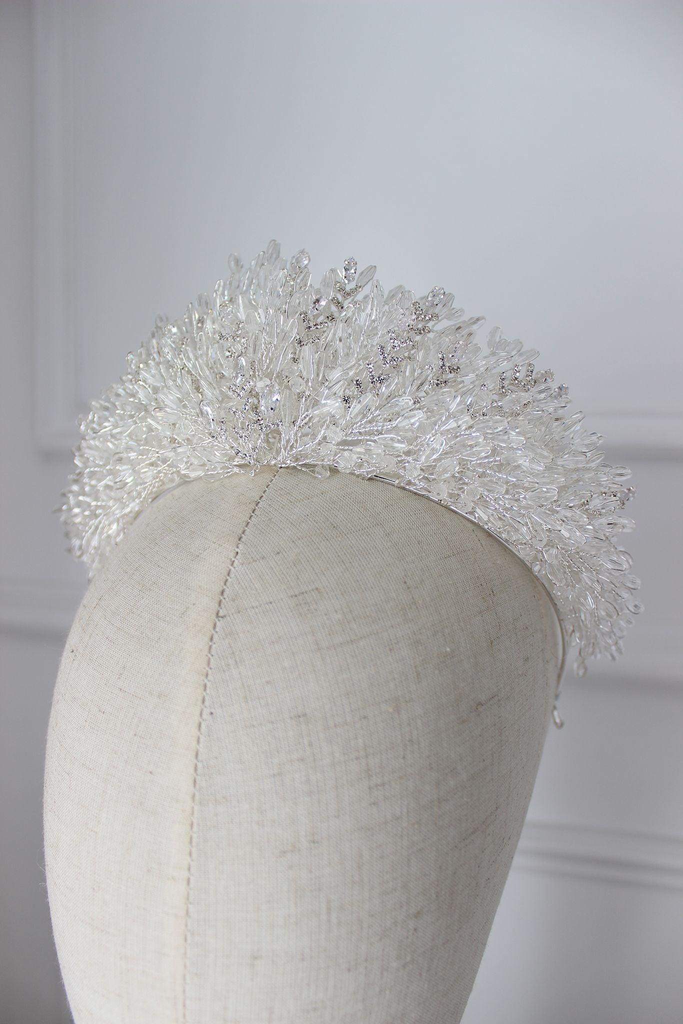 claudia large bridal crown silver