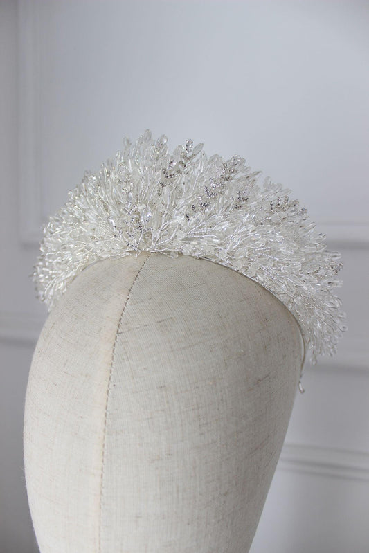 claudia large bridal crown silver