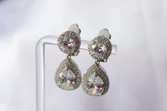 Silver clip on pearl earrings