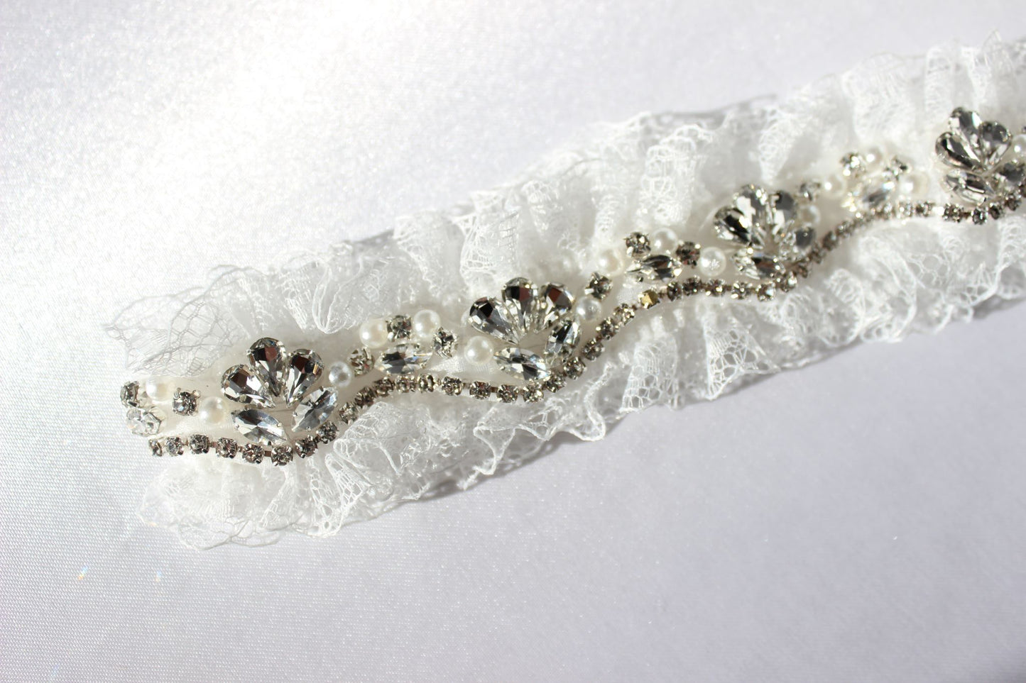 Cubic Zirconia White Lace Bridal Garter