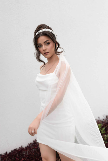 Pleated Tulle Wedding Veil 1 Tier