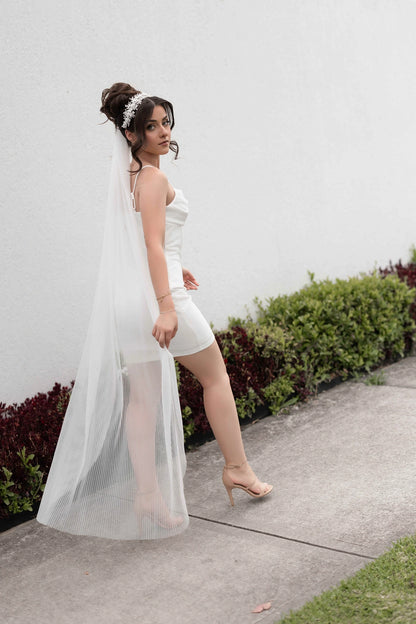 Pleated Tulle Wedding Veil 1 Tier