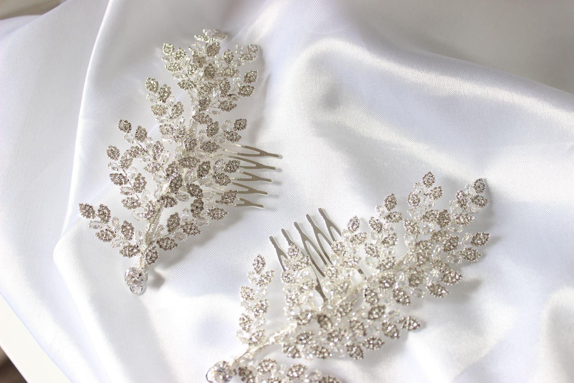 "KAIRA" Crystal Silver Bridal Hair Pin Set