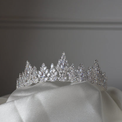 Nova Medium Silver Wedding Tiara - Crystal