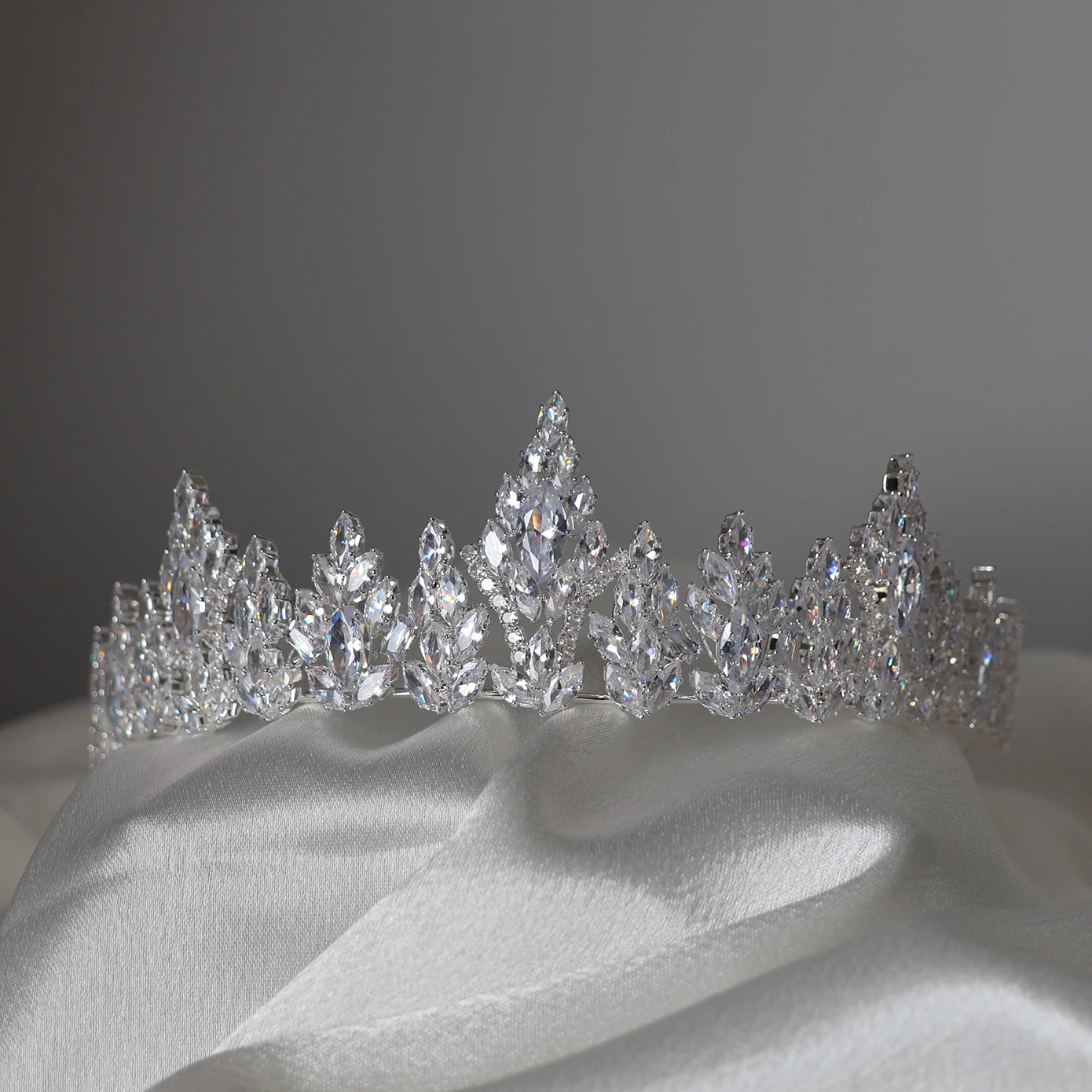 Nova Medium Silver Wedding Tiara - Crystal