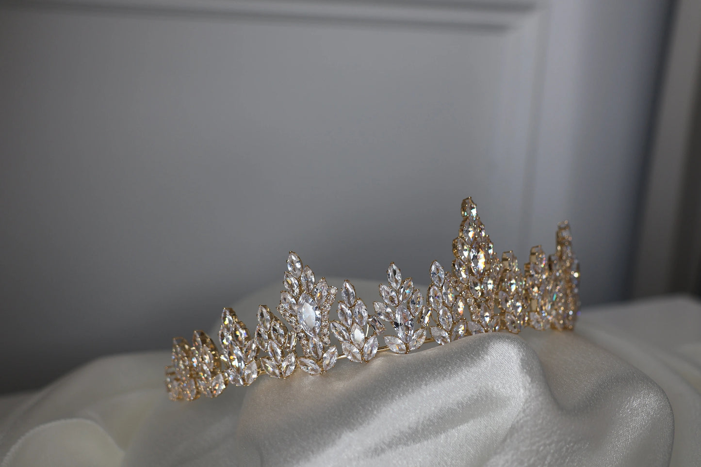 Nova Medium Gold Wedding Tiara - Crystal
