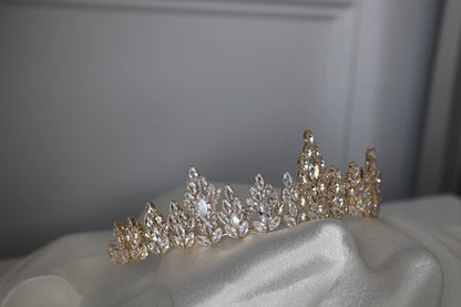 Nova Medium Gold Wedding Tiara - Crystal