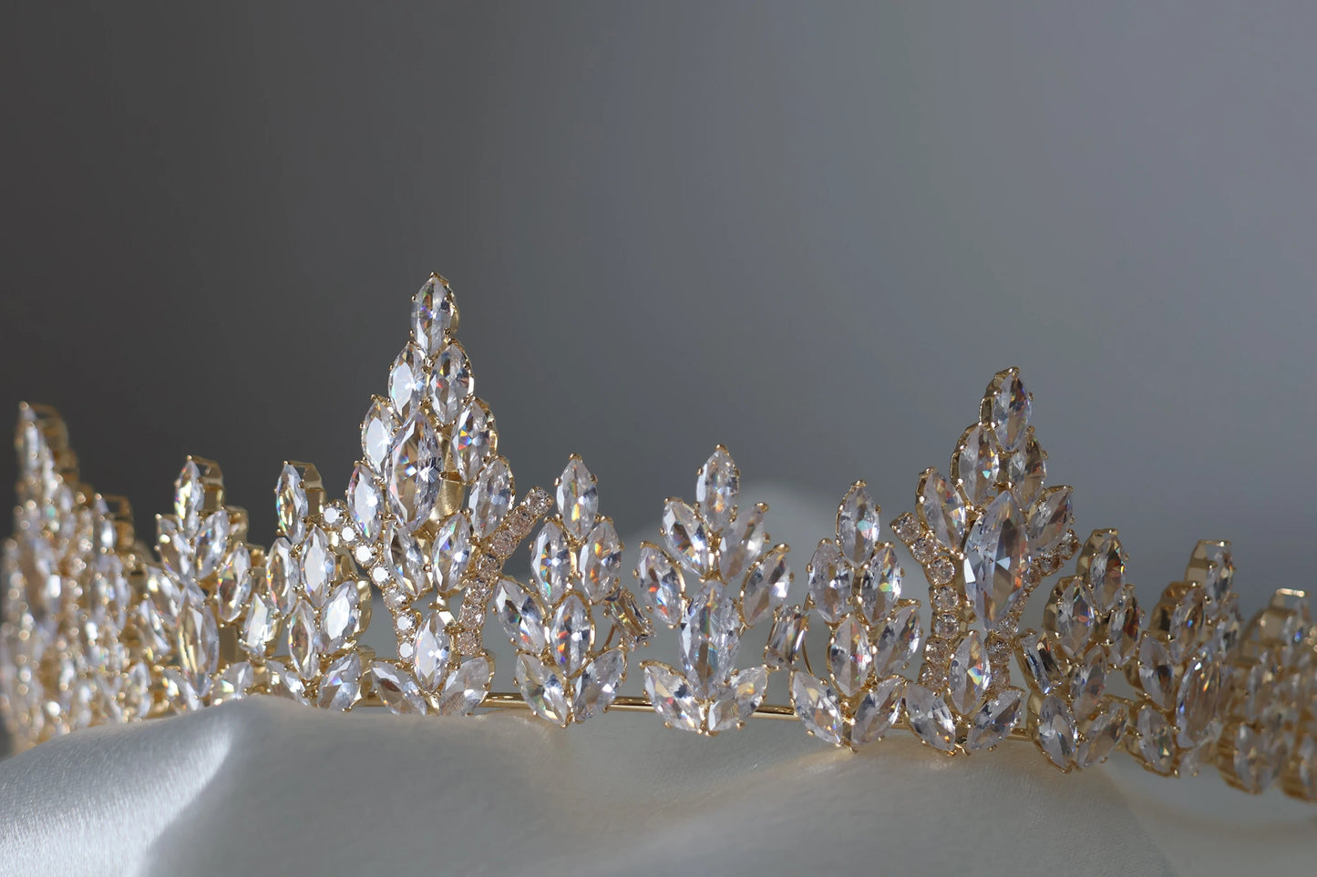 Nova Medium Gold Wedding Tiara - Crystal