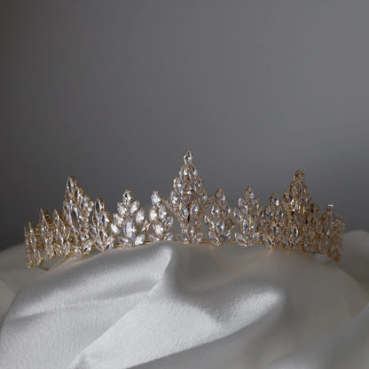 Nova Medium Gold Wedding Tiara - Crystal