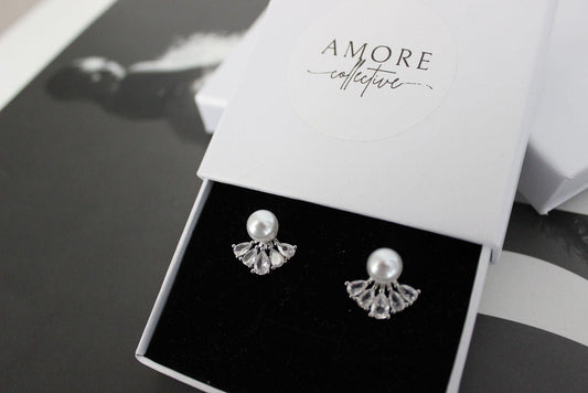 "MARIE" Pearl Silver Studs