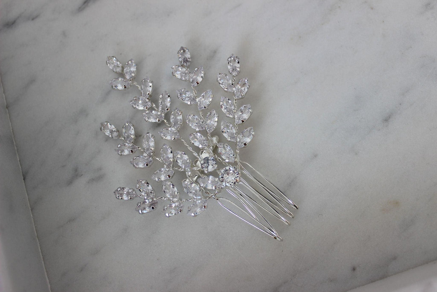 "LISA" Silver Crystal Bridal Hair Pin