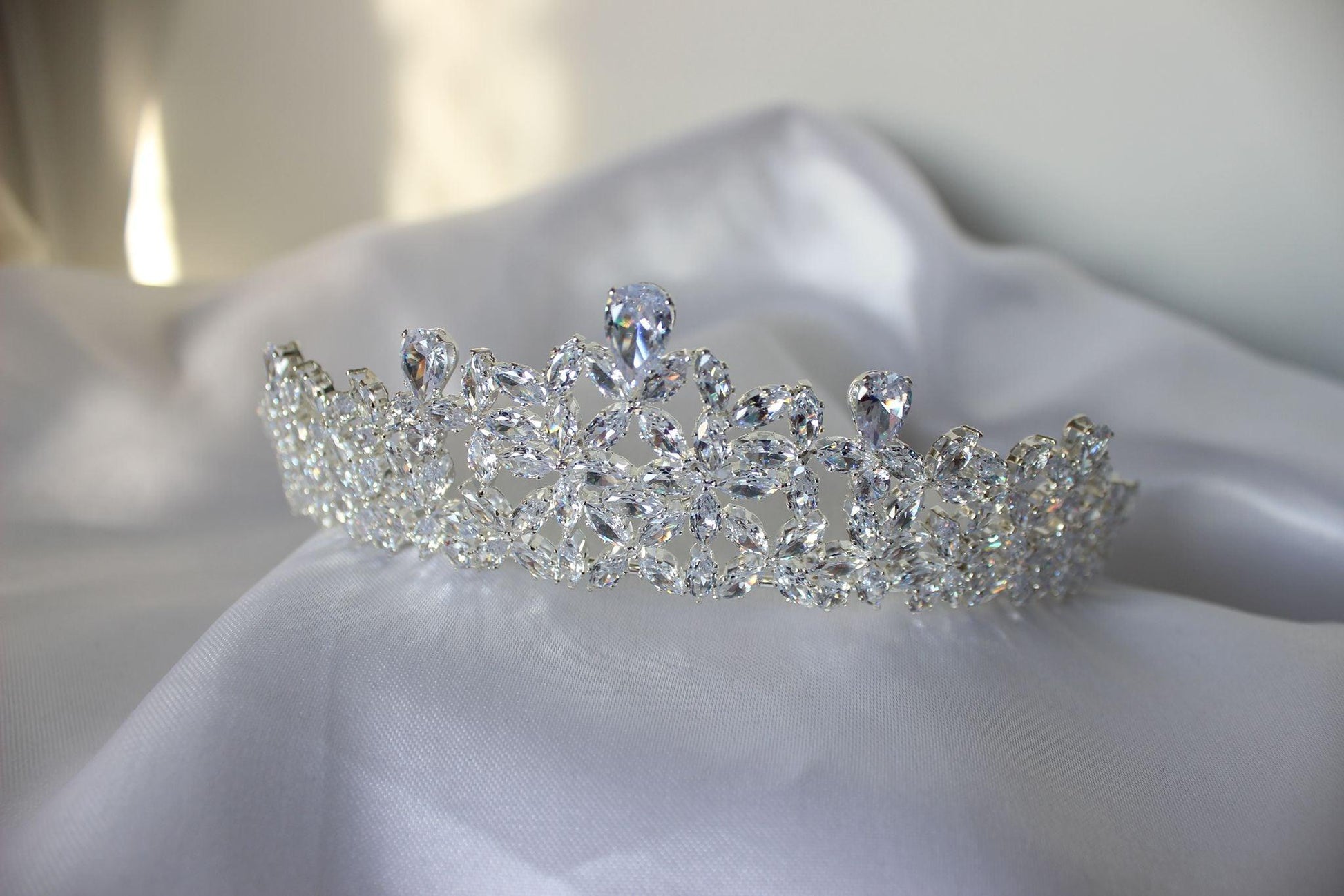 PRE-ORDER "JADE" Bridal Crown - Silver