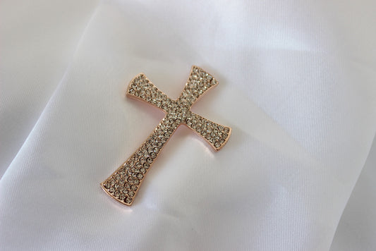 Large Rose Gold Cross Brooch