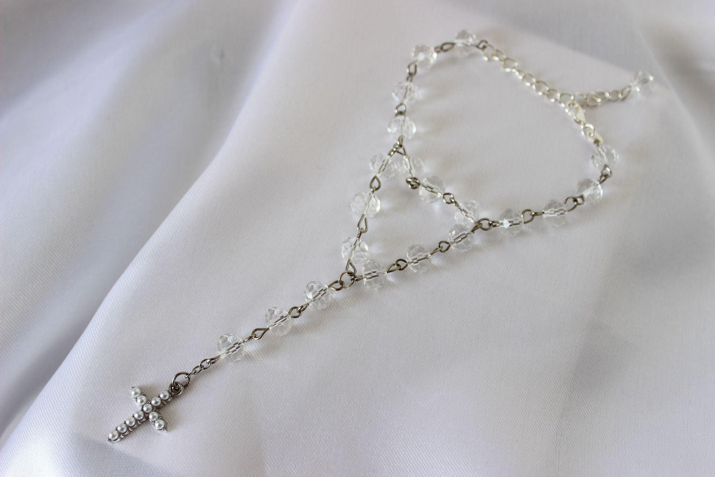 Bridal Rosary Bracelet with Drop Chain