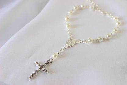 Bridal Rosary Bracelet Single Strand Ivory Pearl