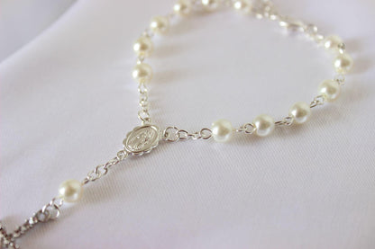 Bridal Rosary Bracelet Single Strand Ivory Pearl