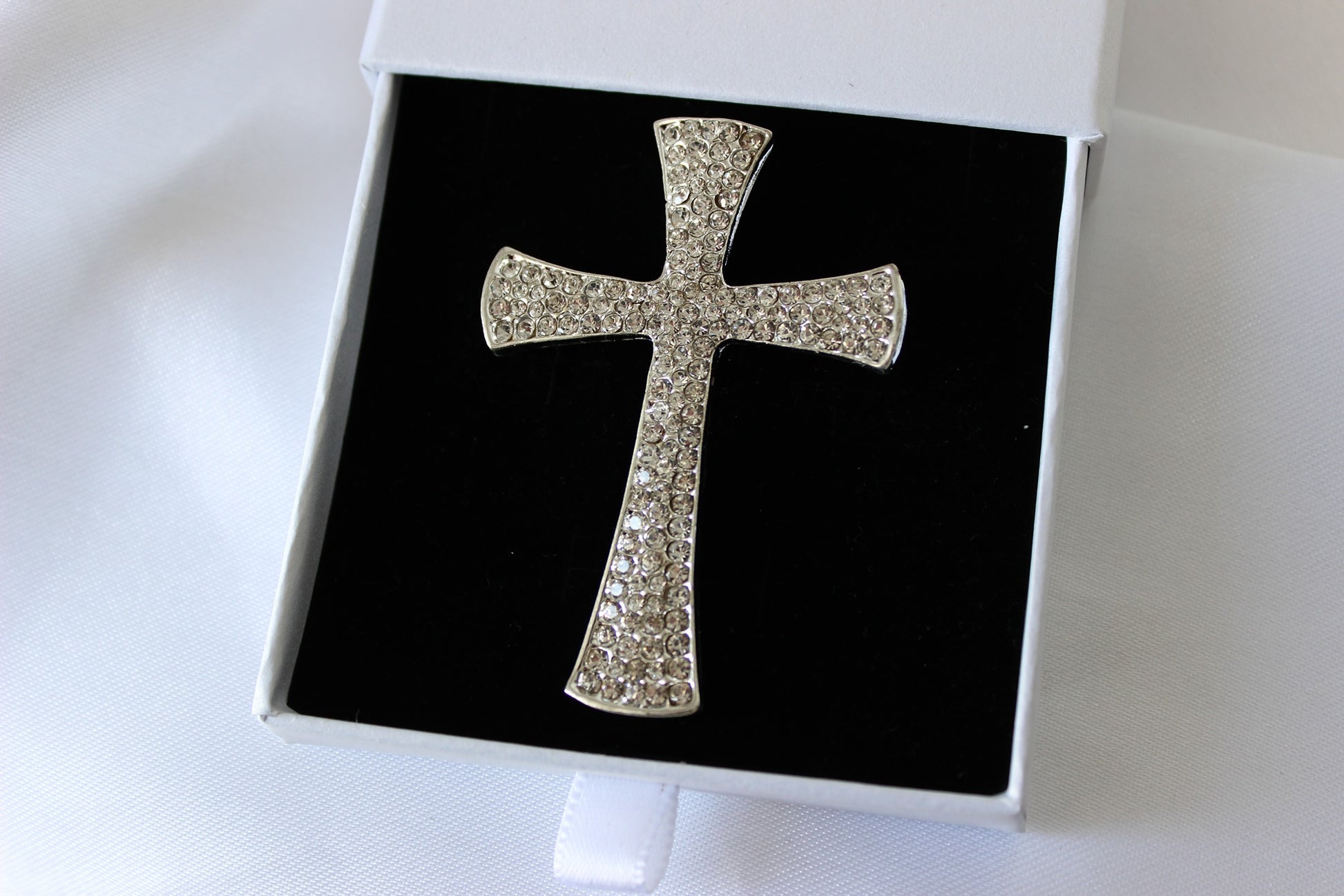 Large Silver Cross Suit Pin
