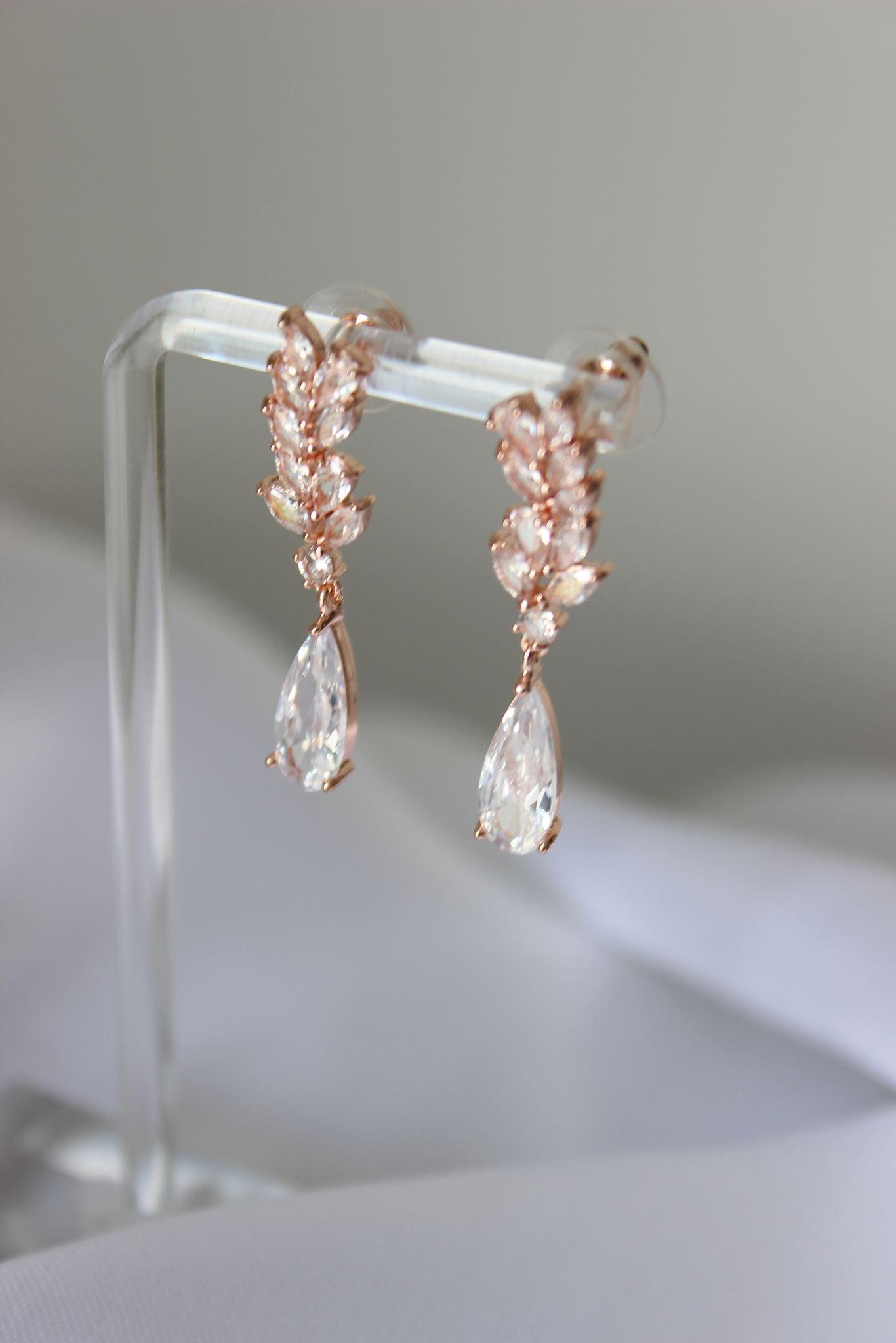 Pear Rose Gold Drop Earrings