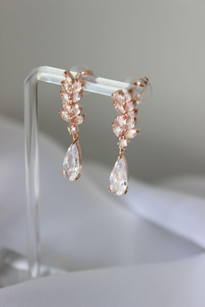 Pear Rose Gold Drop Earrings