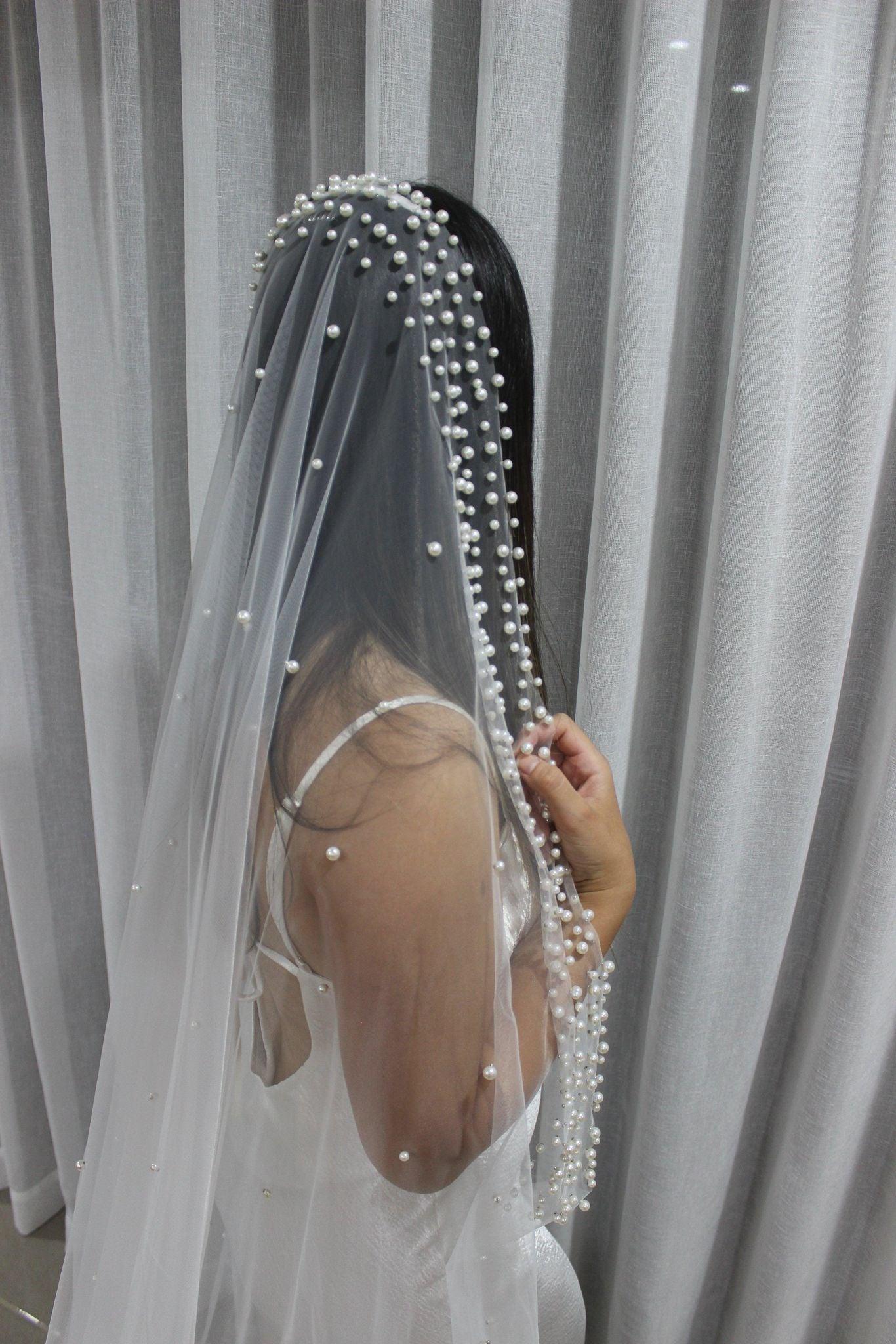"CHARLOTTE" Pearl Mantilla 1 Tier 3M Veil