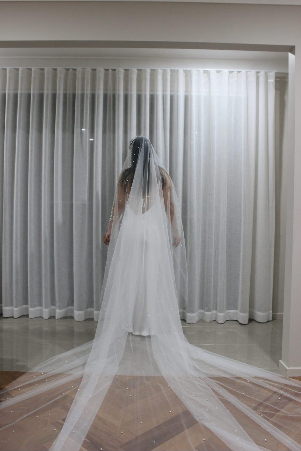 "CHARLOTTE" Pearl Mantilla 1 Tier 3M Veil