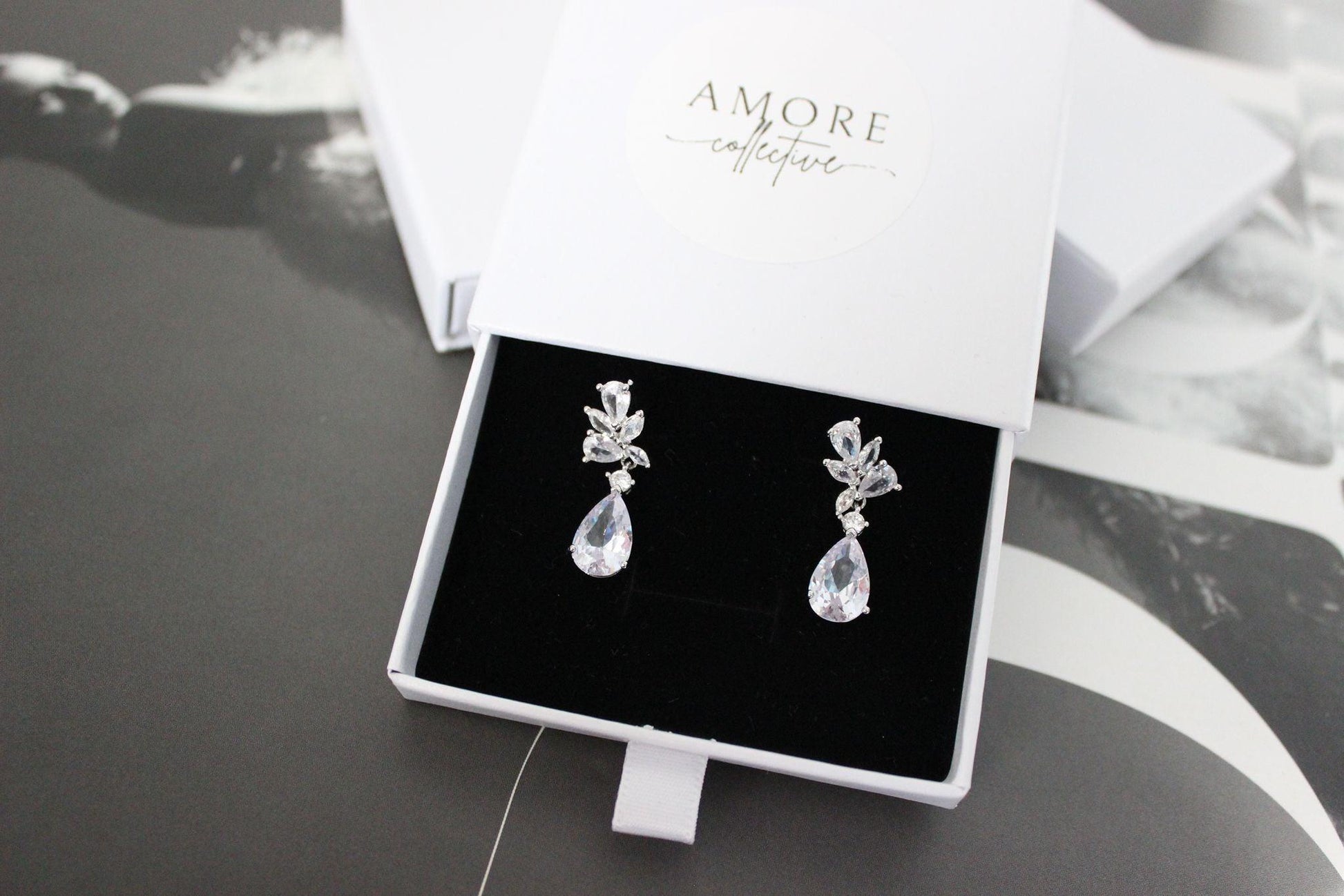 Crystal silver earrings