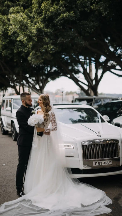 Bride wearing sydney 2 tier pearl veil